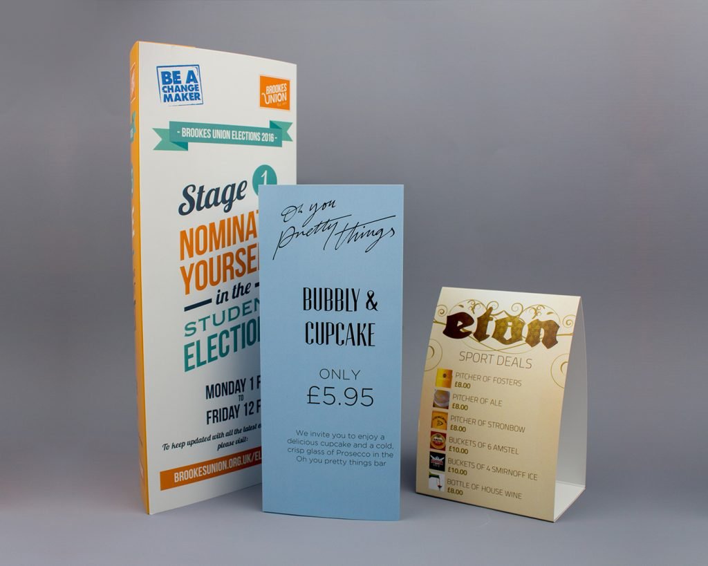 Table Tents Printing Reading
